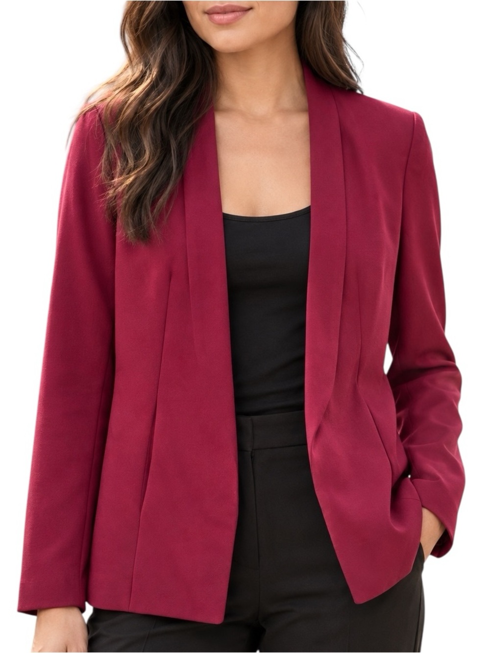 Aritzia Babaton Keith Jacket Burgundy Red Open Blazer Size 8
